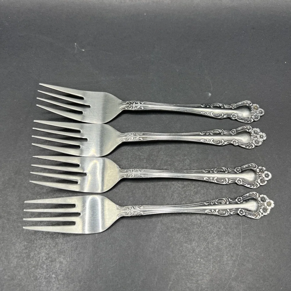 Set of 4 Vintage Ekco Eterna BEAUMONT Stainless Salad Forks